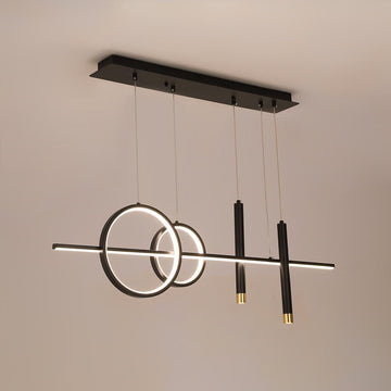 Geometric Dimmable Kitchen Island Light Metal Pendant Light in Black